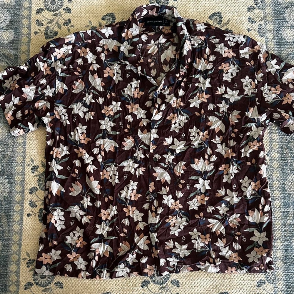 Abercrombie & Fitch Brown Floral Men's Shirt